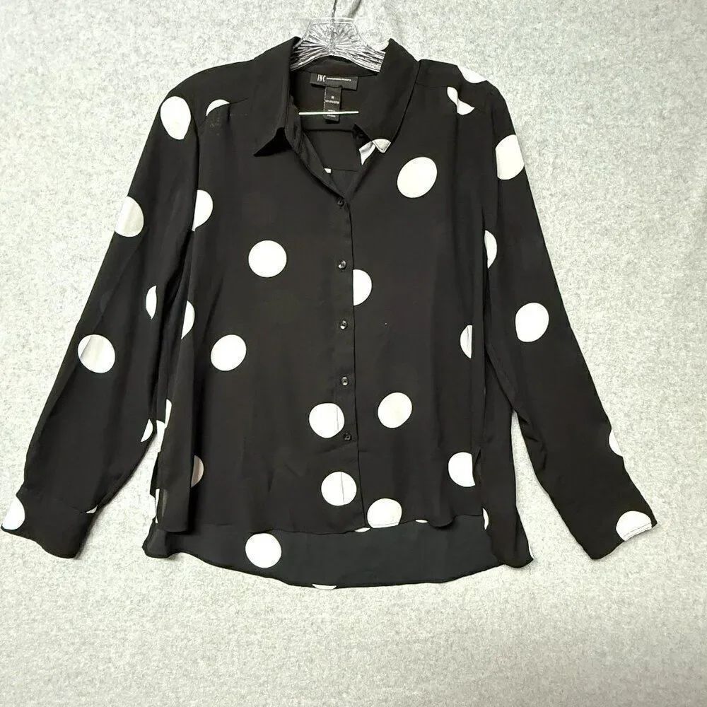 Women Polka Dot Chiffon Shirt Women's Long Sleeve Loose Shirt